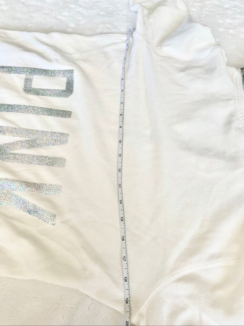 PINK Victoria’s Secret White Holographic Sequin Zip Hoodie Y2K Bling Women’s Sma - Picture 7 of 12